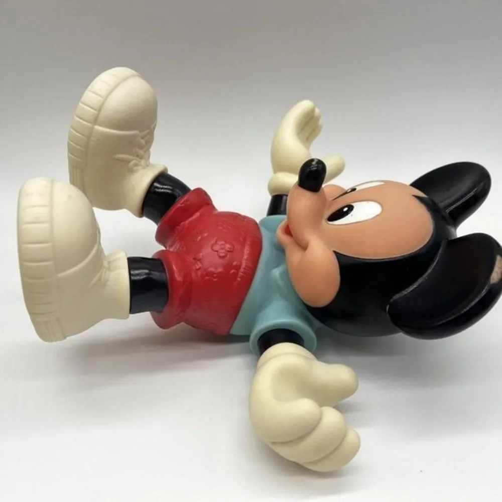 VINTAGE DISNEY‎ MICKEY MOUSE WITH BLUE SHIRT AND RED SHORT VINYL FIGURE DOLL